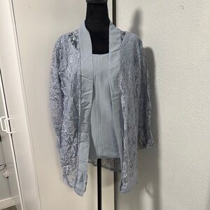 Elegant Women's Lace Pantsuit in Light Blue